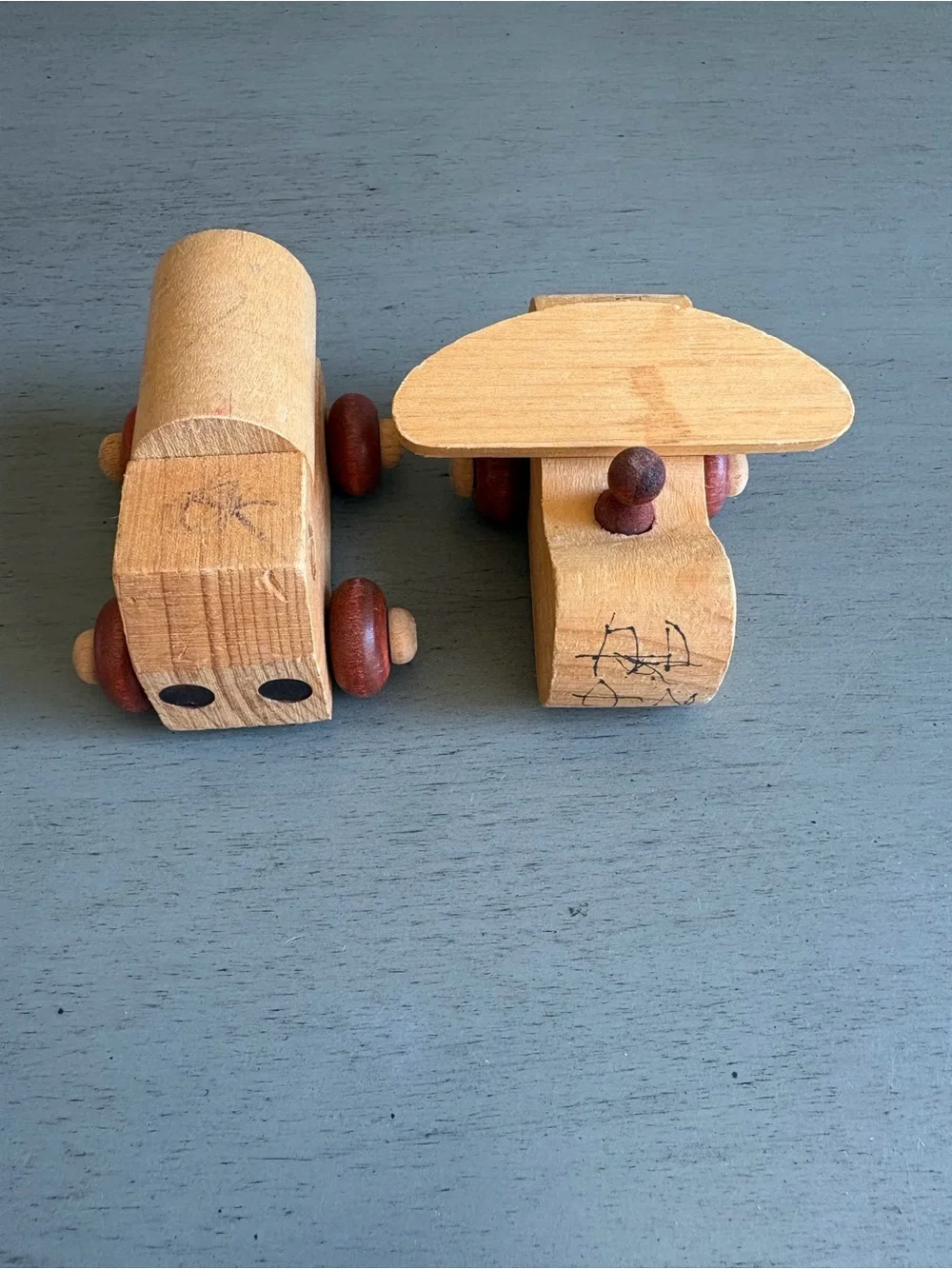 Vintage Montgomery School House Vermont Wooden Vehicles & Plane Toy Lot of 7